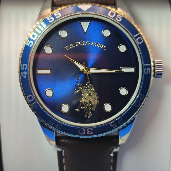 US Polo Assn. 48mm Blue Dial Men's Quartz Sport Watch With Lume Hands New In Box - Picture 1 of 7